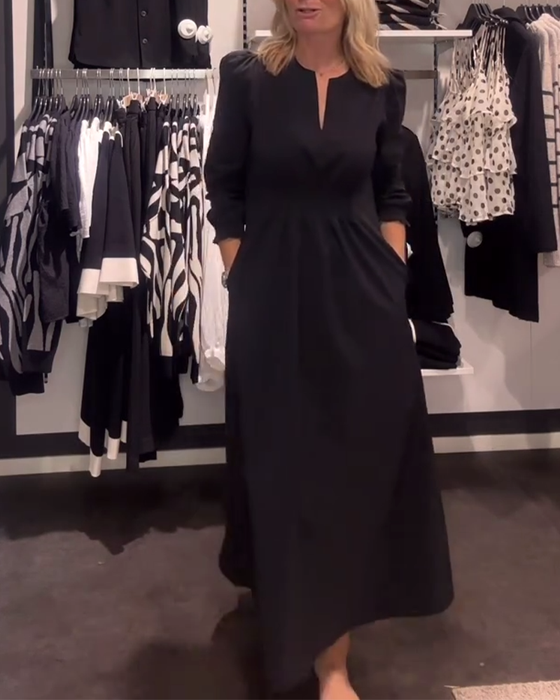 A-Linjekjole Med Pufferm Og Markert Midje