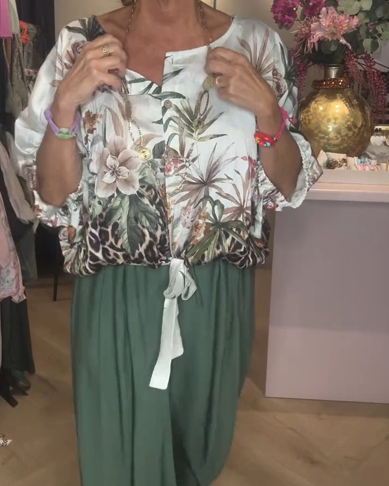 Bluse Flaggermus Erme Trykk Løs