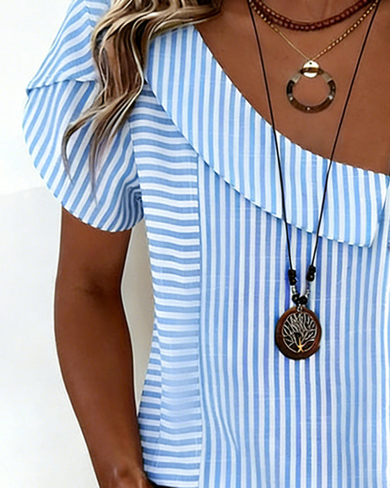 Bluse Stripet Pufferme Asymmetrisk