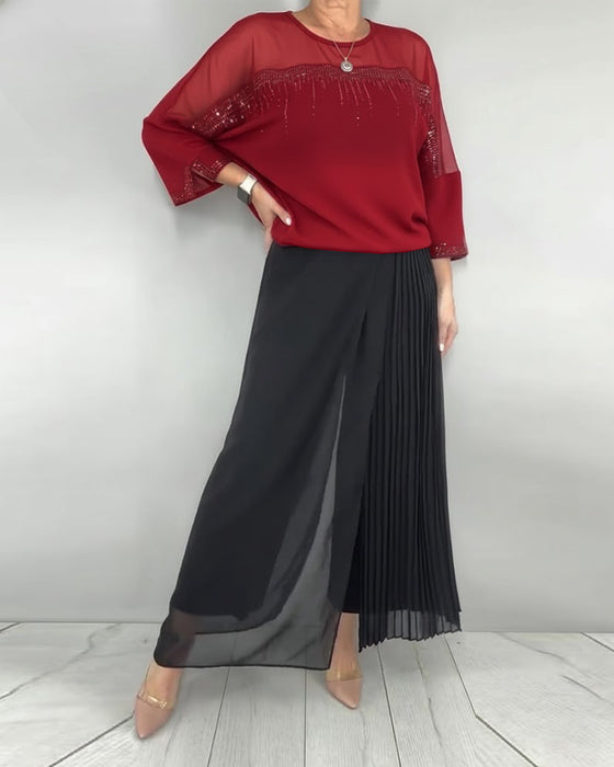 Bluse Mesh Spleising Løs