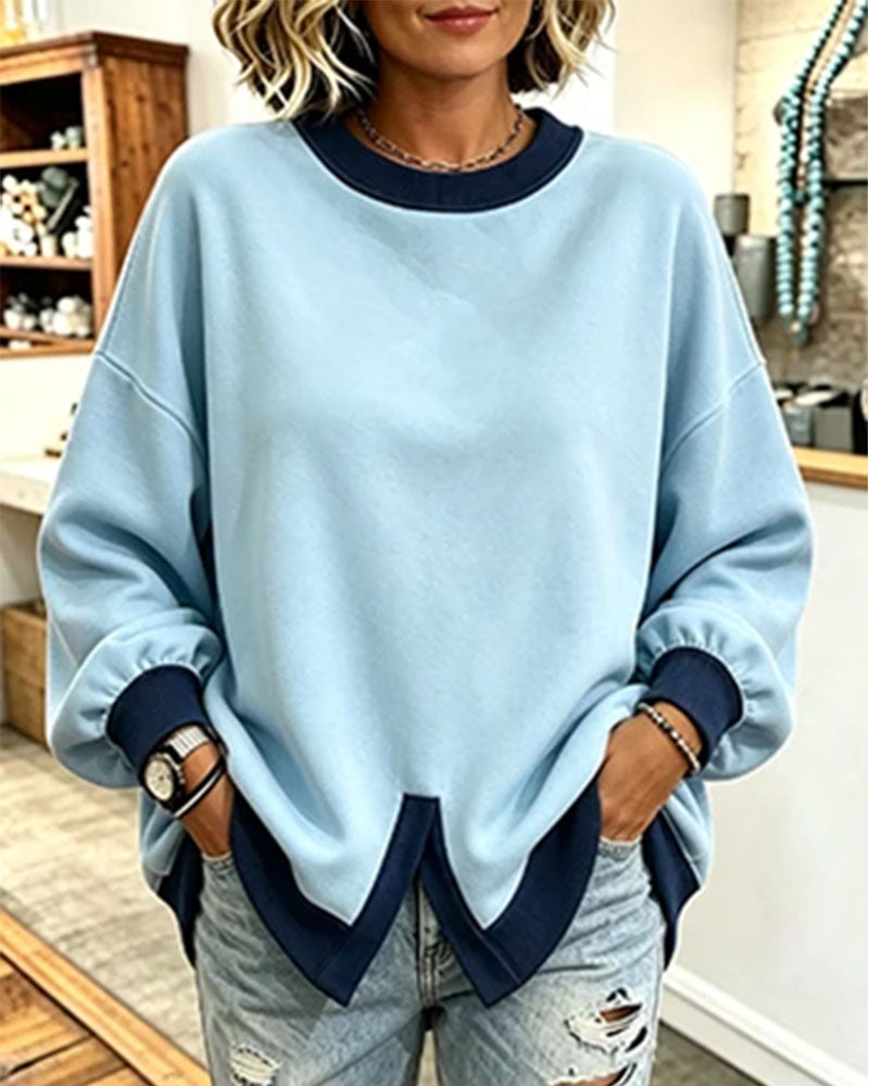 Sweatshirt Fargeblokk Sliss Rund Hals