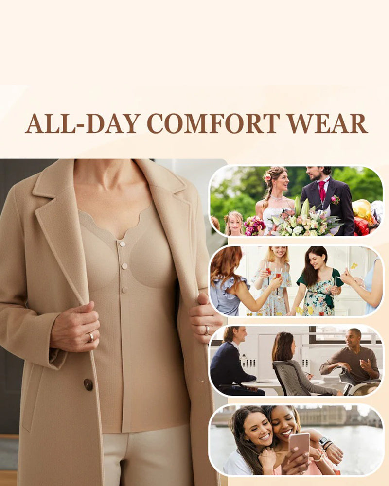 Tank Top Termisk Forknapper Integrert Brystholder