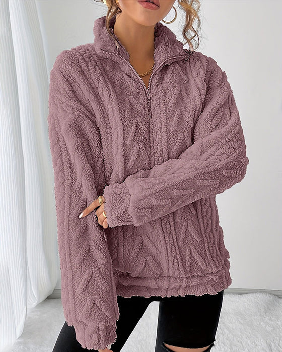 Sweatshirt Dobbeltsidig Fleece Halv Glidelås