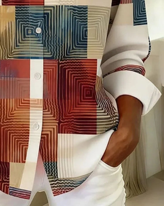 Skjorte Med Slag, Rutemønster Og Knapper