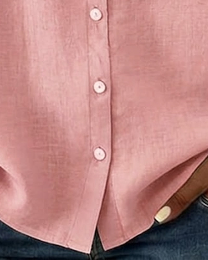 Skjorte Peter Bomull-lin Pan-Krage Rysjekant Knappefront