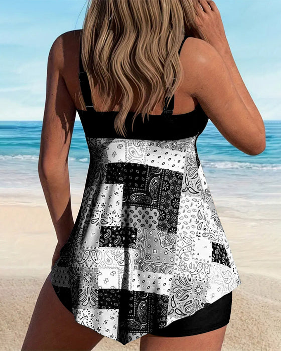 Tankini Todelt Mønstret Boxer