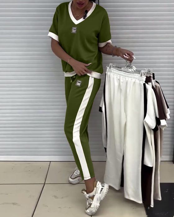 Dress Casual V-Hals Kontrastfarge Sport