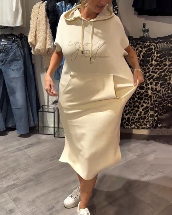 Kjole Med Hette Casual Snøring