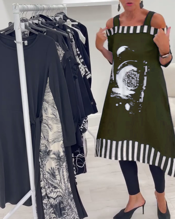 Kjole Off-Shoulder Uregelmessig Løs Print