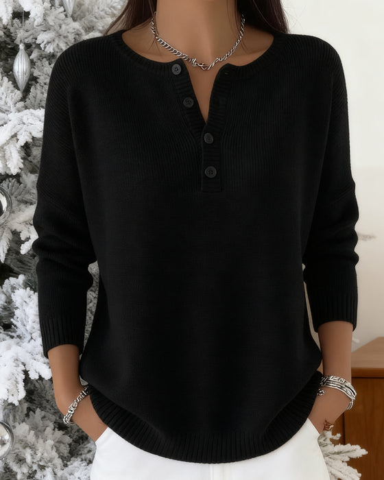 Langermet Ensfarget Cardigan Med Knapper