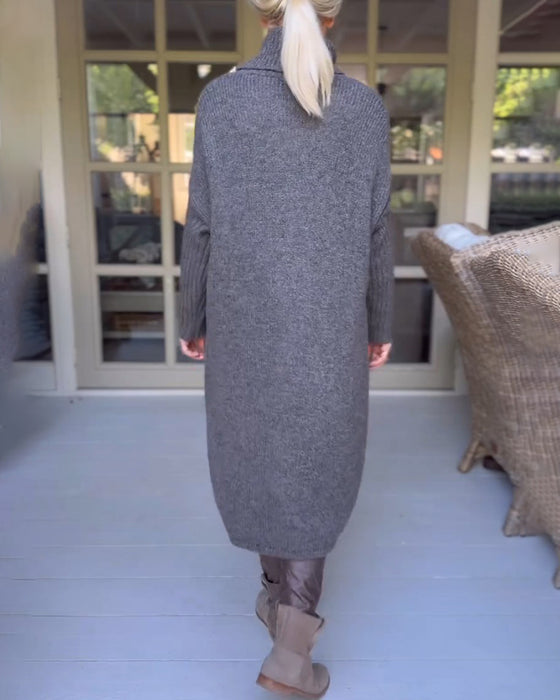 Pullover med høy nakke og lang