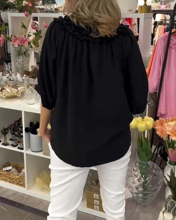 Bluse Kortermet Blomstert Løs