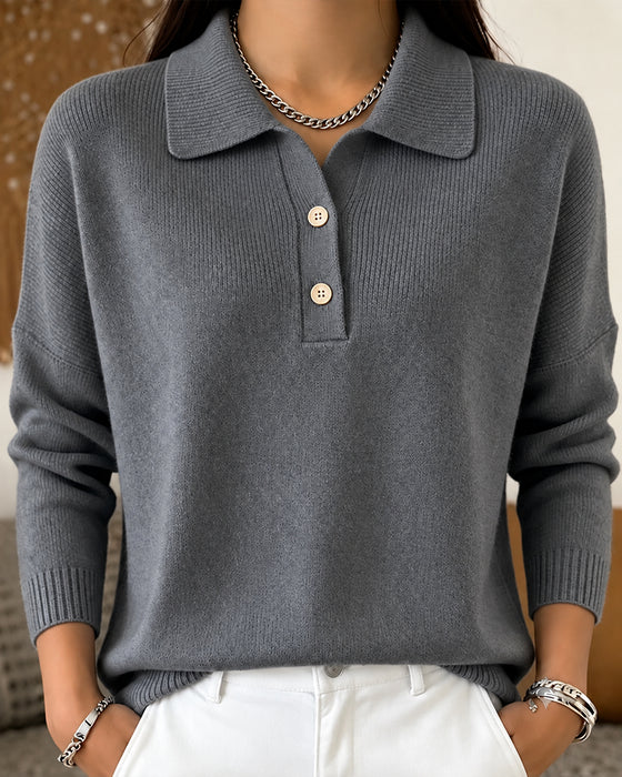 Pullover Halvknapp Knapp Casual