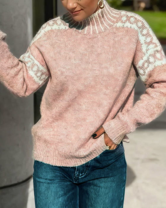 Genser Høy Hals Mønstret Kontrast