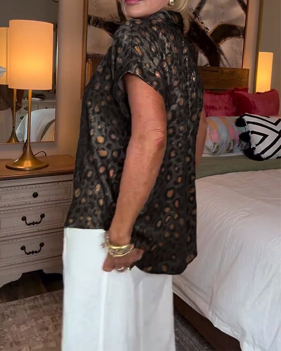 Bluse avslappet leopardprint