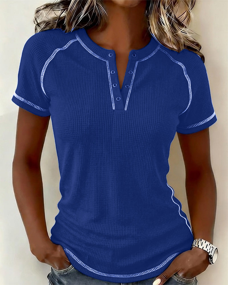 T-Tröja Vev Waffle Henley