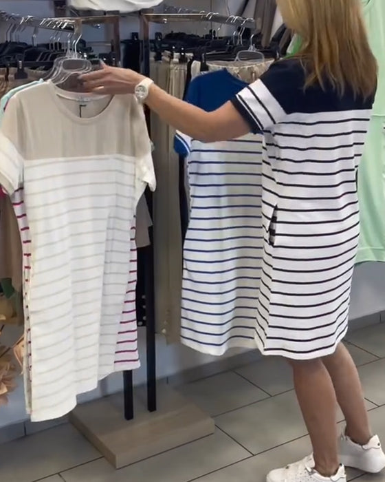 Kjole Rundhals Casual Stripet