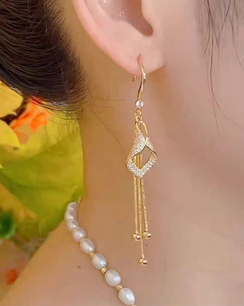 ✨ Øredobber Elegant Diamantformet Fringe 💎