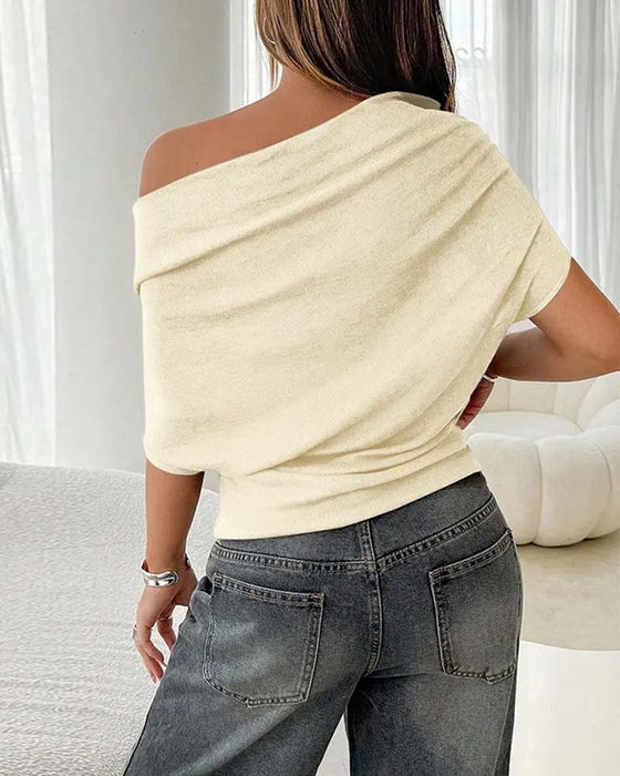 Bluse Flagermuserme Off-Shoulder Ensfarget