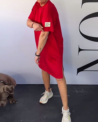 Kjole Rund Hals Casual Kort Erm Enkel