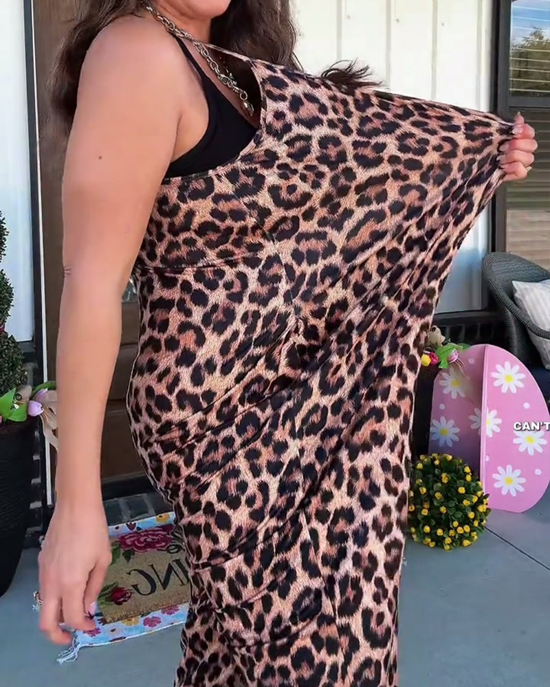 Hoppdress Leopardtrykk Stropper