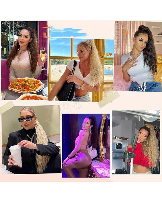 Krøllete Bølgete Krusete Hårforlengelse Med Hestehale