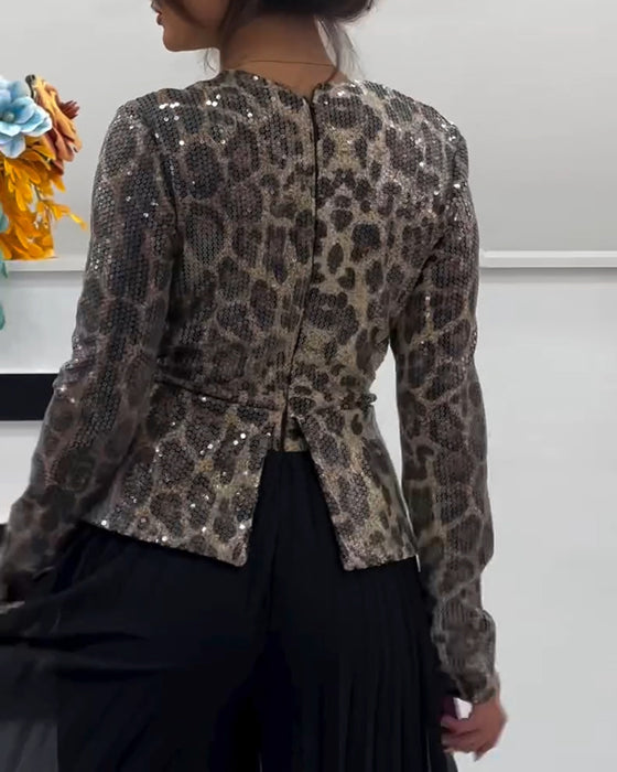 Skjorte V-Hals Leopard Print Midje