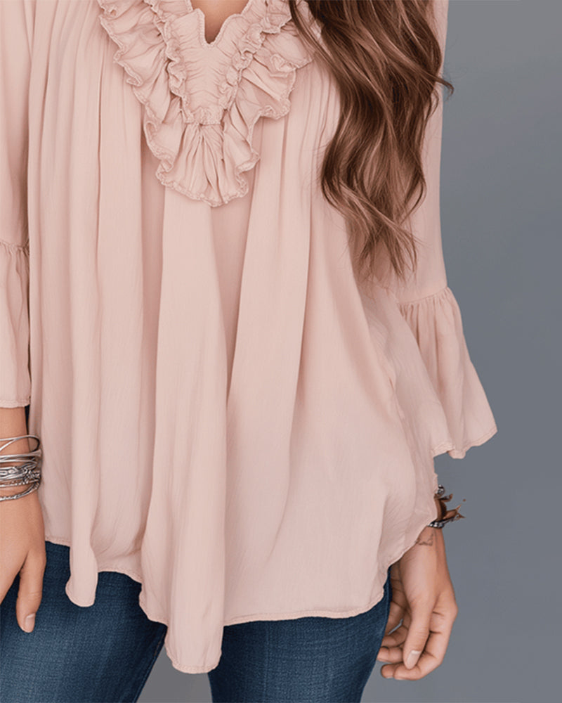 Bluse Elegant V-Hals Rysj