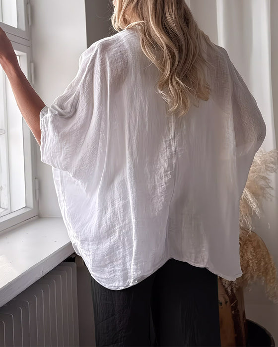 Bluse Løs Flaggermus Erme Solid