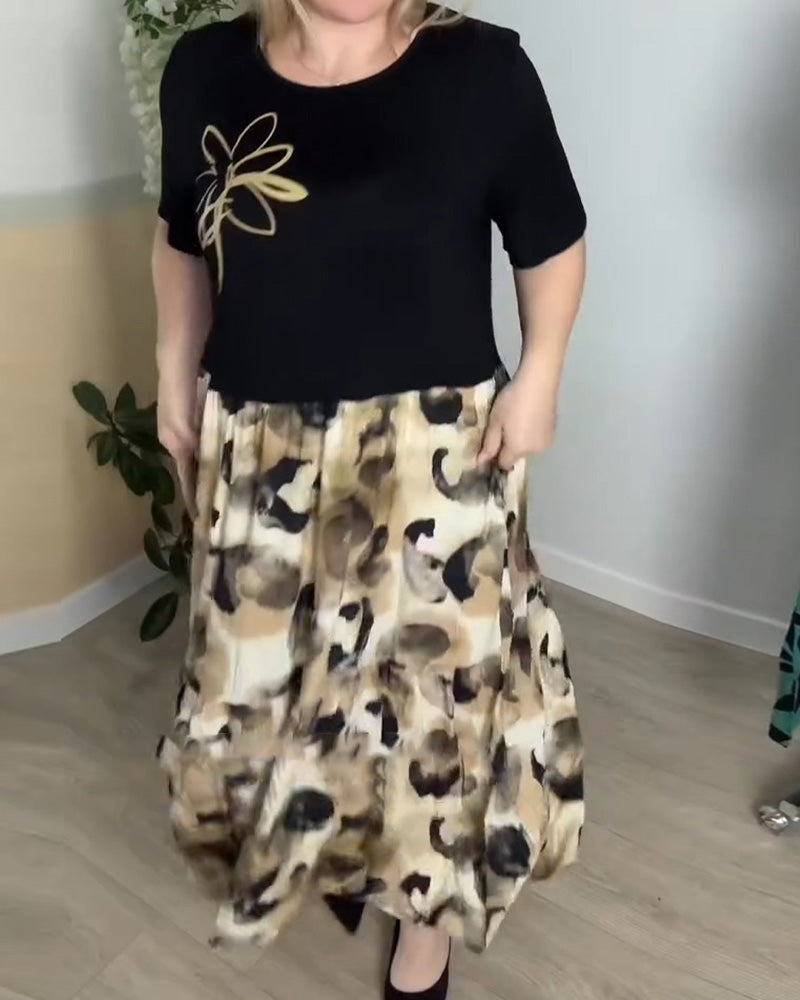 Kjole Blekk Leopardmønster Lappeteppe