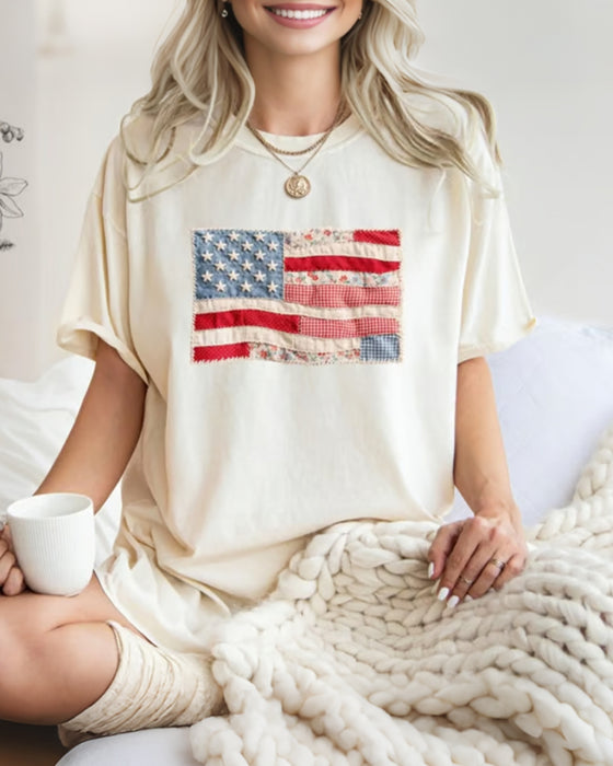 T-Skjorte Fjerde Juli Amerikanske Flagget