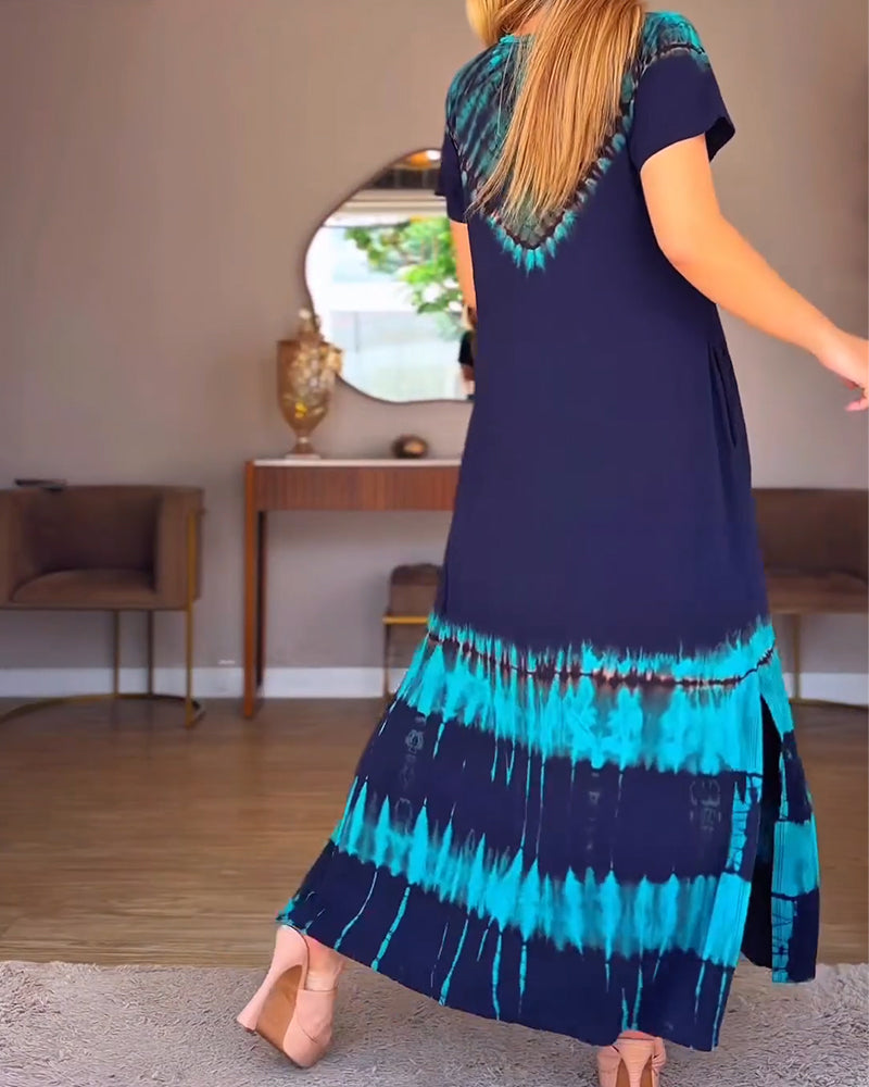 Kjole V-Hals Plassert Trykk