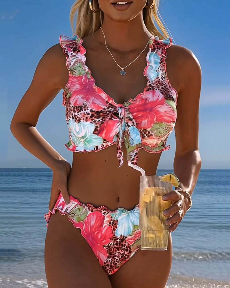 Bikinis Blomstret Leopard Lappeteppe
