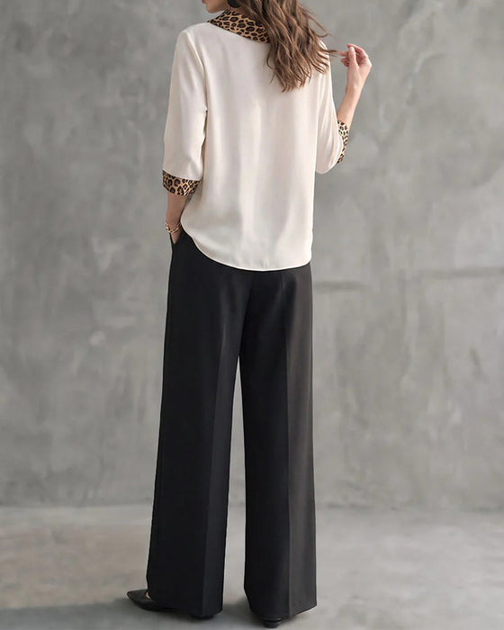 Bluse Leopard Panel Cowl Neck Albuelang Erme