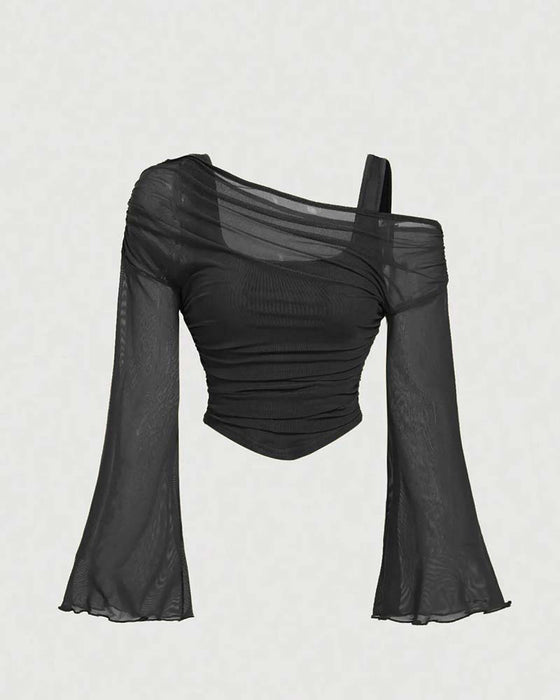 Bluse Nett Rynket Lang Erme Cami