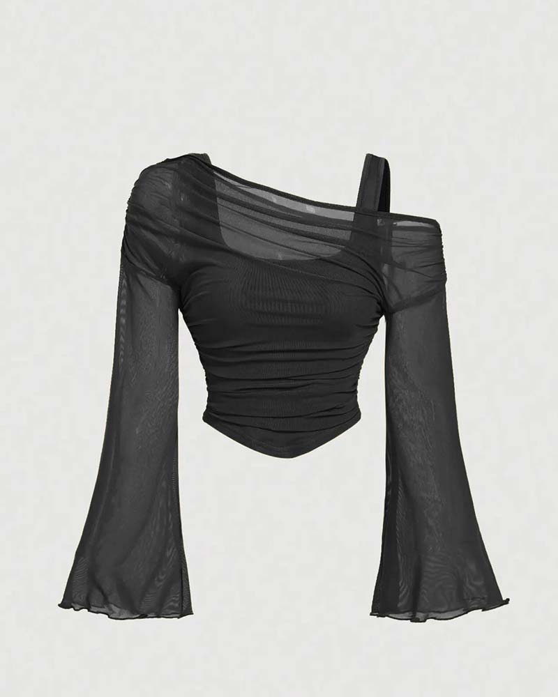 Bluse Nett Rynket Lang Erme Cami