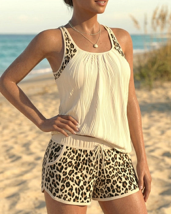 Tankini Leopardsmønster Knyting