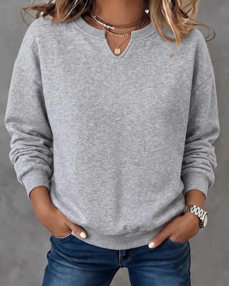 Genser Liten V-Hals Casual Lang Erme