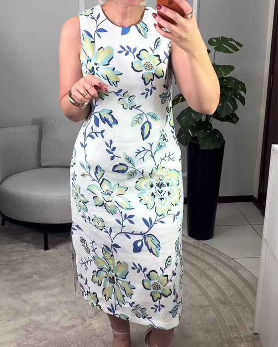 Kjole Ermeløs Blomstret Rett