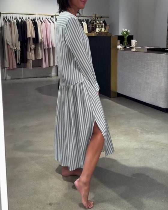 Kjole Stripete Sidesplitt Maxi