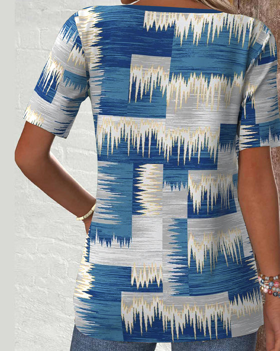 Bluse Casual Korteermet Digitaltrykt