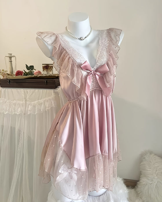 Sexy Ryggløs Nattøy Med Dyp V-Utringning I Blonder For Kvinner