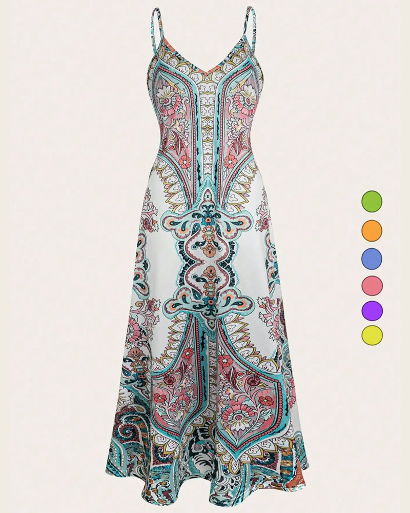 Kjole Vintage Trykk Camisole Maxi