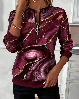 Genser Med Halv Glidelås Og 3d-Digitaltrykk