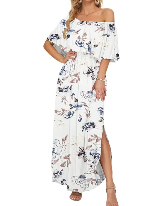 Kjole Elegant Blekkvask Blomstret Maxi