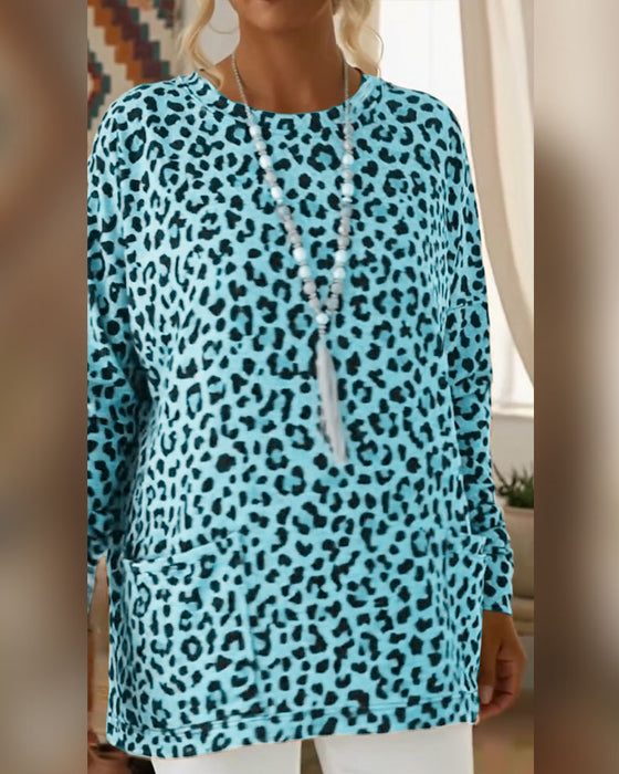 Topp Med Leopardprint Og Rund Hals