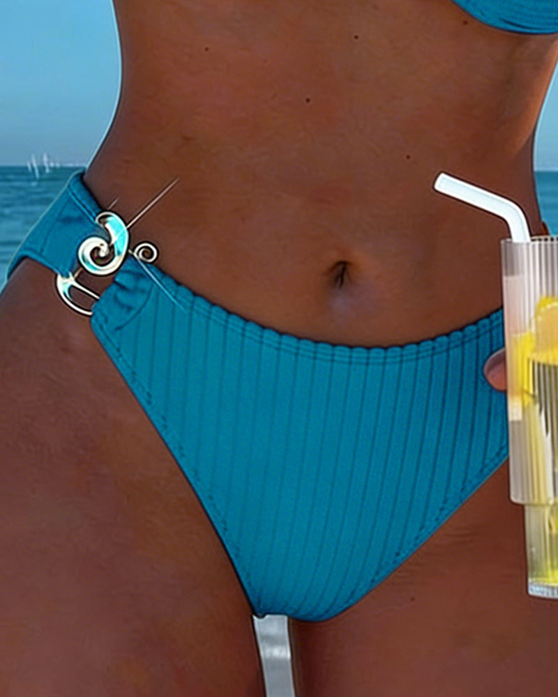 Bikini Vertikalt Mønster Metall Spenne Splitt