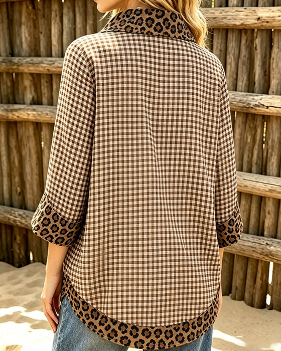 Bluse Slag Leopard Patchwork Rute