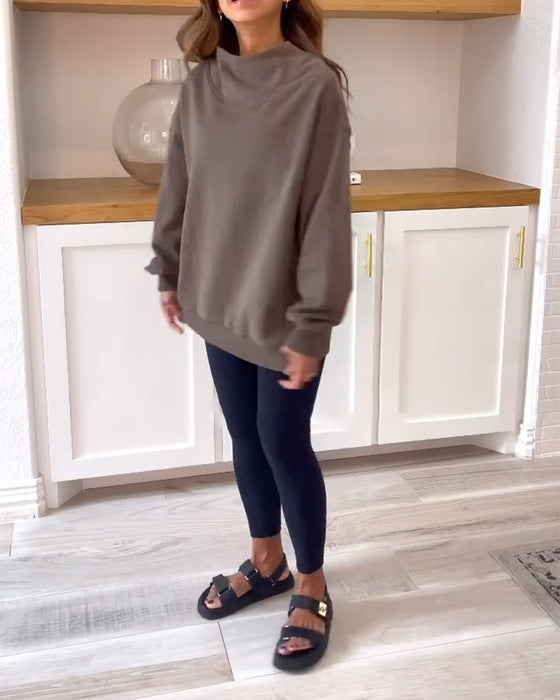Retro ensfarget sweatshirt med delt stativ