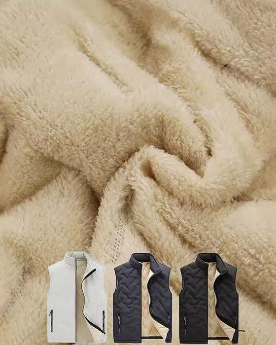 Vest Unisex Vinter Varm Casual Ermeløs Quiltet Med Fleece Foring